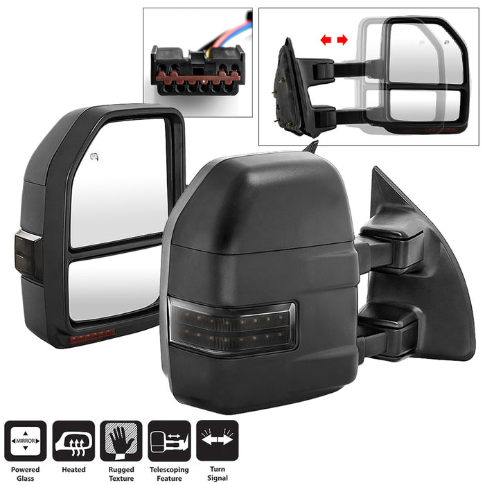 Spyder Auto 9943157 Power Heated Sequential LED Signal Telescoping Mirrors; Set; Smoke; - Truck Part Superstore