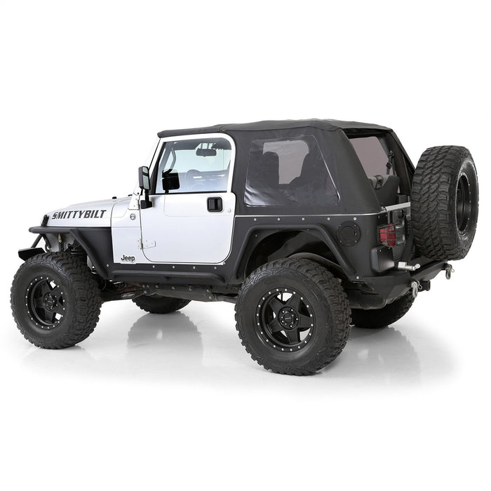 Smittybilt 9973235 Bowless Soft Top Combo 97-06 Wrangler TJ OEM Replacement W/Tinted Windows Black Diamond Smittybilt - Truck Part Superstore