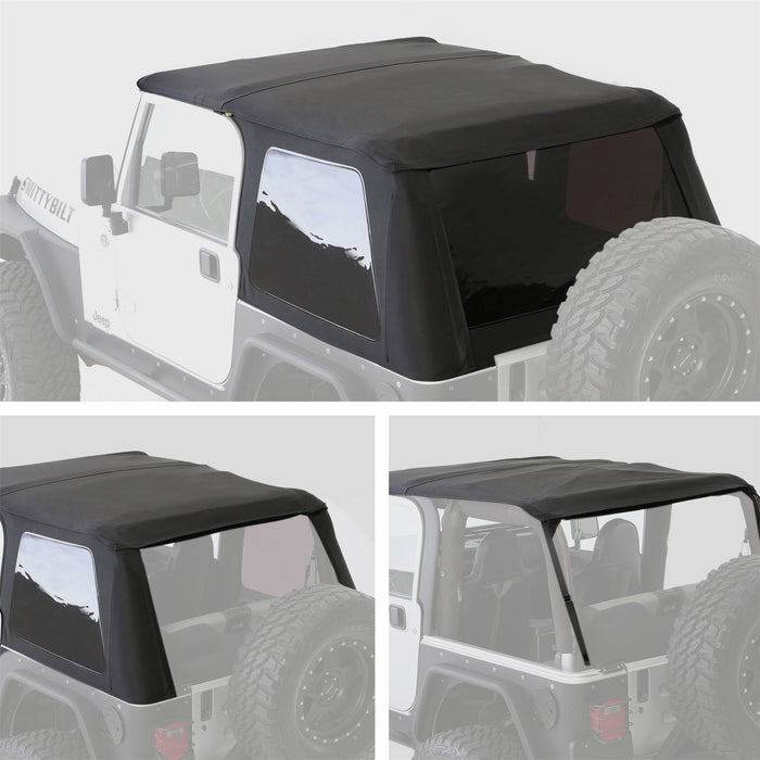 Smittybilt 9973235 Bowless Soft Top Combo 97-06 Wrangler TJ OEM Replacement W/Tinted Windows Black Diamond Smittybilt - Truck Part Superstore