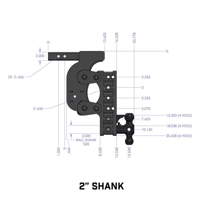 GEN-Y Hitch GH-1426 The BOSS TORSION-FLEX 2" Shank 17.5" Drop 1.7K TW 16K Hitch Dual-Ball Pintle - Truck Part Superstore