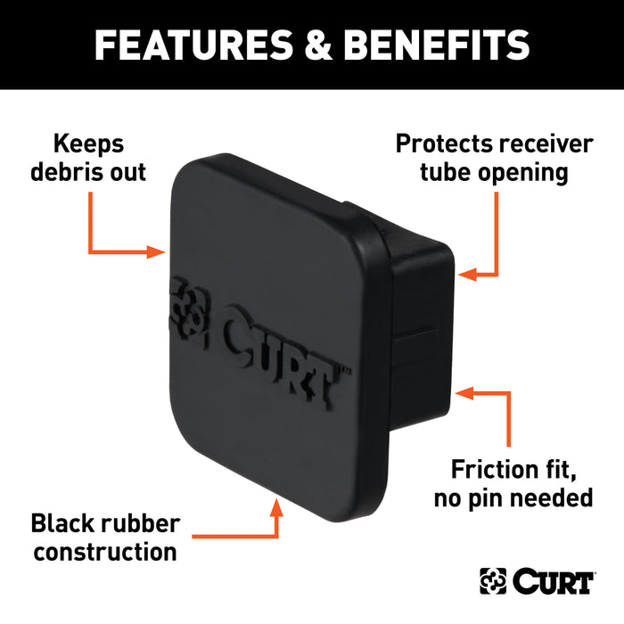CURT 22275 CURT 22275 Rubber Trailer Hitch Cover; Fits 1-1/4-Inch Receiver - Truck Part Superstore