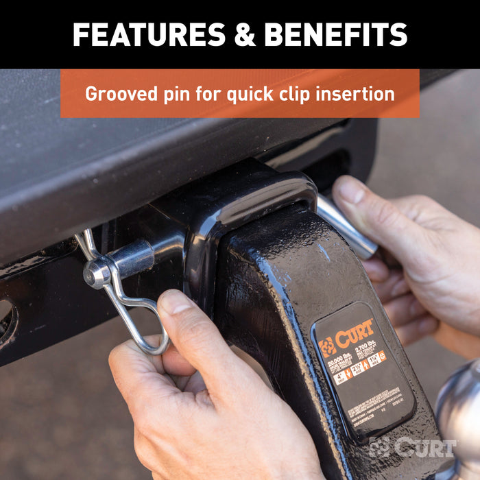 CURT 21507 Heavy-Duty 5/8in. Hitch Pin with Groove (2-1/2in. or 3in. Receiver; Zinc) - Truck Part Superstore