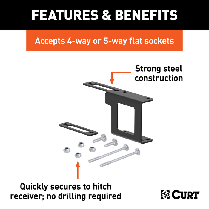 CURT 58002010 Easy-Mount Wiring Brackets for 4 or 5-Way Flat (1-1/4in. Receiver; 10-Pack) - Truck Part Superstore