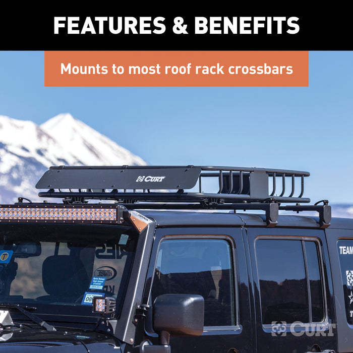 CURT 18115 CURT 18115 Universal 42 x 37-Inch Black Steel Roof Rack Rooftop Cargo Carrier - Truck Part Superstore
