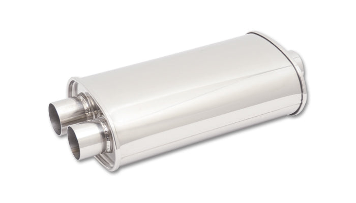 Vibrant Performance 1110 STREETPOWER Oval Muffler; 2.5 in. Inlet; Center In / Dual Out; w/5 in. Tip; - Truck Part Superstore