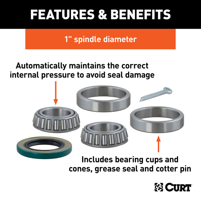 CURT 23210 CURT 23210 Replacement Trailer Wheel Bearing Kit; 1-Inch Inside Diameter - Truck Part Superstore