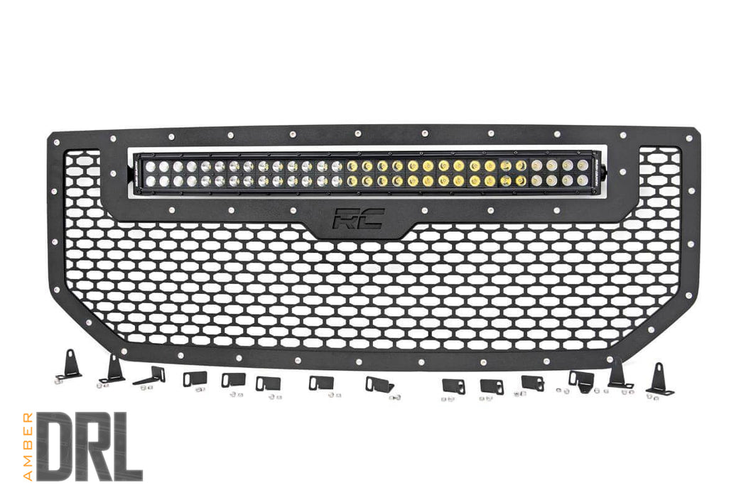 Rough Country 70158BDA Sierra Mesh Grille 30 Inch Dual Row Black Series LED w/Amber DRL 16-18 Sierra 1500 Rough Country - Truck Part Superstore