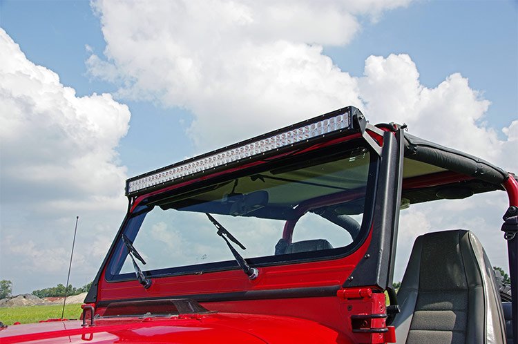 Rough Country 70508 Jeep 50 Inch Straight LED Light Bar Upper Windshield Mounts 87-95 YJ Rough Country - Truck Part Superstore