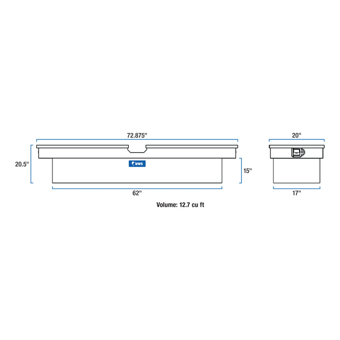 UWS TBD-72 Bright Aluminum 72in. Deep Gull Wing Crossover Truck Tool Box - Truck Part Superstore