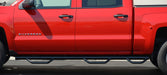 TrailFX A3306 W/Drop Down Steps W/Bed Step 3 In Round Straight Pwdr Ctd Gloss Black Metal - Truck Part Superstore