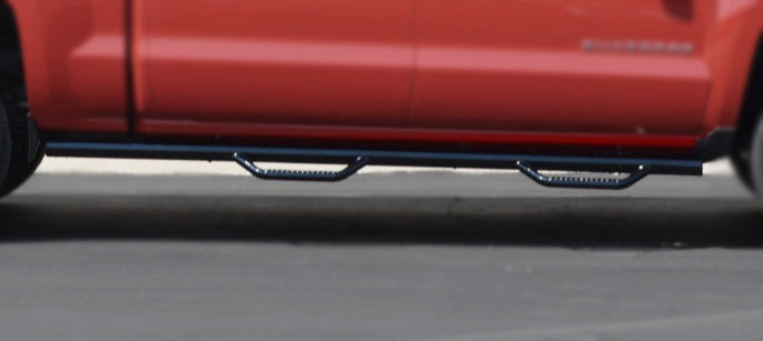 TrailFX A3342 W/Drop Down Steps W/O Bed Step 3 In Round Straight Pwdr Ctd Gloss Black Metal - Truck Part Superstore