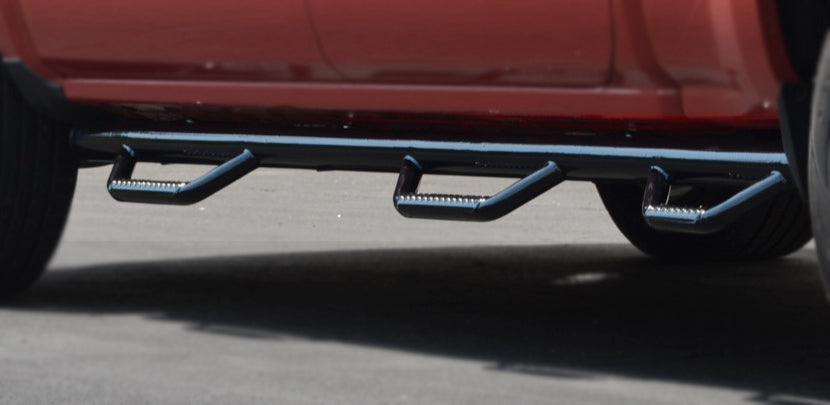 TrailFX A3343 W/Drop Down Steps W/Bed Step 3 In Round Straight Pwdr Ctd Gloss Black Metal - Truck Part Superstore