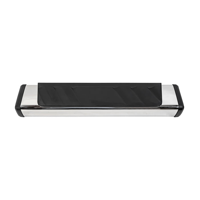 TrailFX A5002S W/Step Pads 4 In Trapezoidal Straight Pol Stainless Steel W/Plastic End Caps - Truck Part Superstore