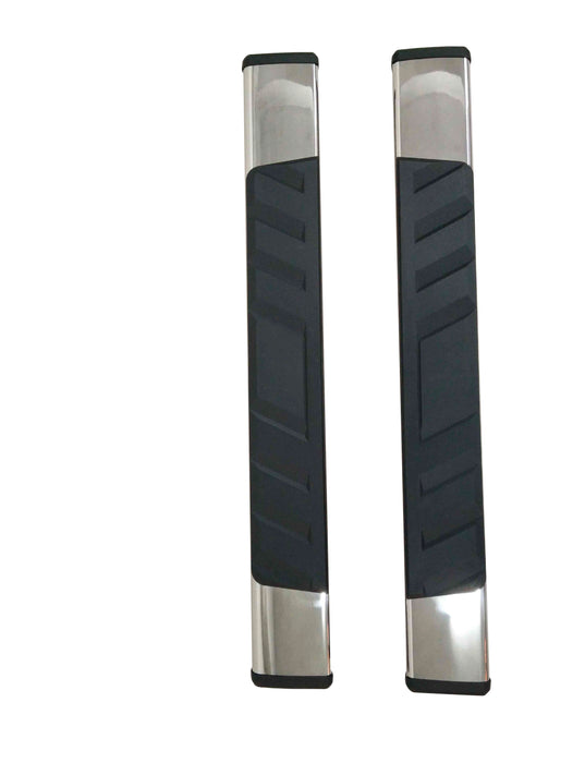 TrailFX A5012S W/Step Pads 4 In Trapezoidal Straight Pol Stainless Steel W/Plastic End Caps - Truck Part Superstore