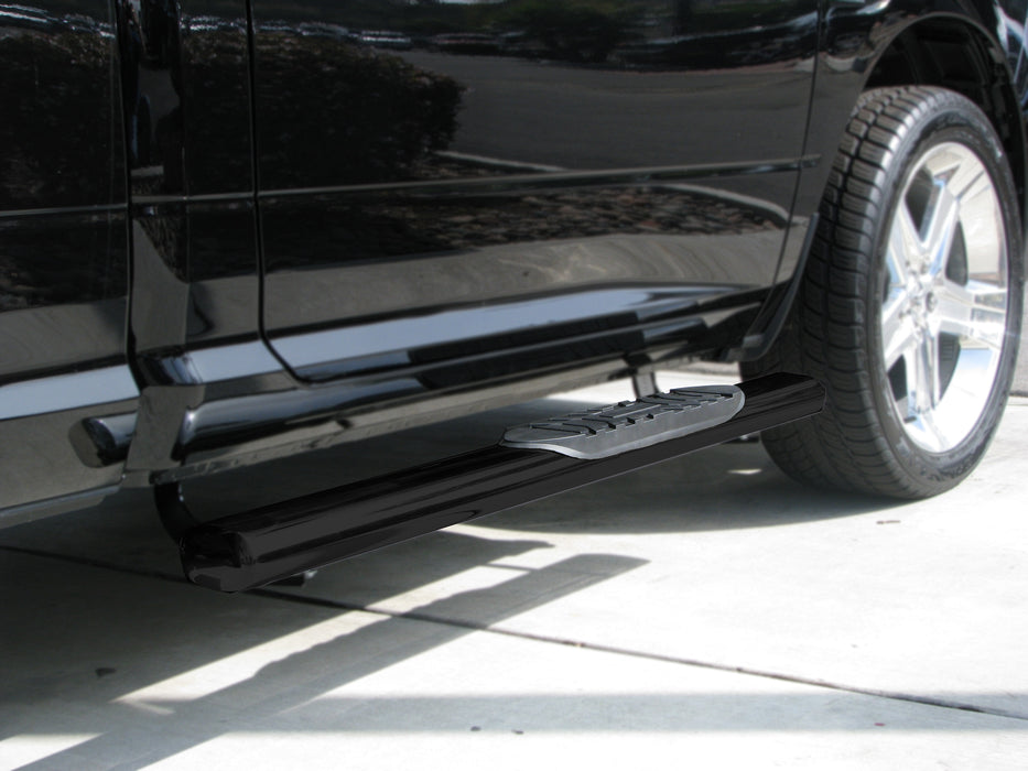 TrailFX A7040B 5 Inch Oval Straight Powder Coated Black Steel Rocker Panel Mount - Truck Part Superstore