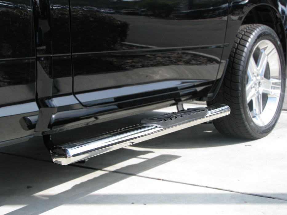 TrailFX A7040S 5 Inch Oval Straight Pol Stainless Steel Rocker Panel Mount - Truck Part Superstore
