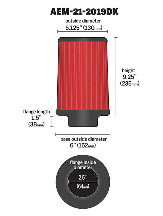 AEM Induction 21-2019DK AEM DryFlow Air Filter - Truck Part Superstore