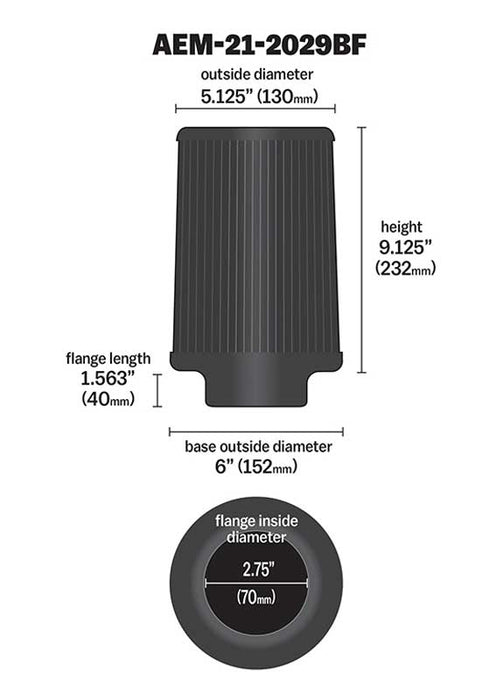 AEM Induction 21-2029BF AEM DryFlow Air Filter - Truck Part Superstore
