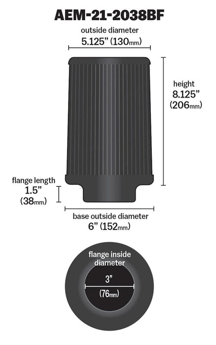 AEM Induction 21-2038BF AEM DryFlow Air Filter - Truck Part Superstore