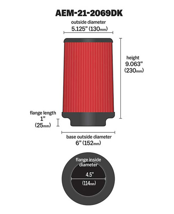 AEM Induction 21-2069DK AEM DryFlow Air Filter - Truck Part Superstore