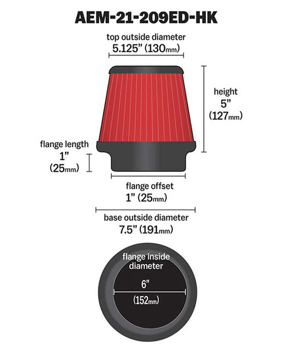 AEM Induction 21-209ED-HK AEM DryFlow Air Filter - Truck Part Superstore