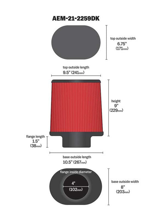 AEM Induction 21-2259DK DryFlow Air Filter - Truck Part Superstore