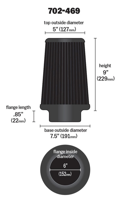 AIRAID 702-469 Universal Air Filter - Truck Part Superstore