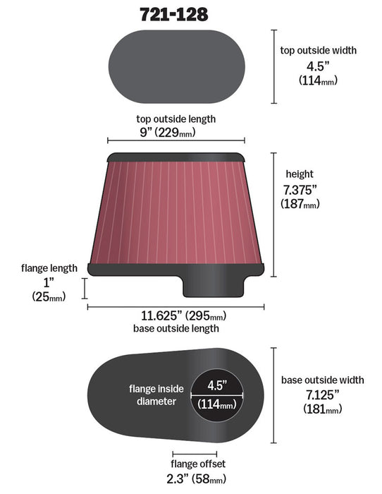 AIRAID 721-128 Universal Air Filter - Truck Part Superstore