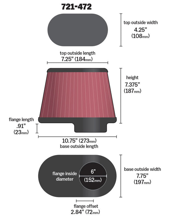 AIRAID 721-472 Universal Air Filter - Truck Part Superstore