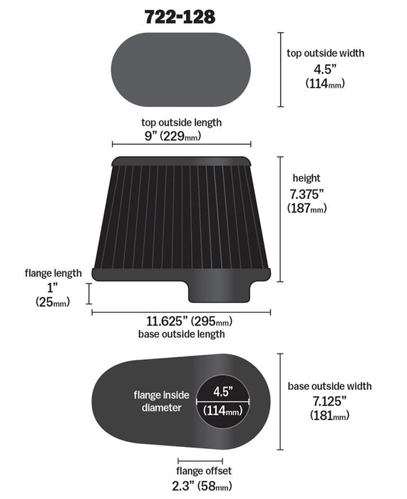 AIRAID 722-128 Universal Air Filter - Truck Part Superstore