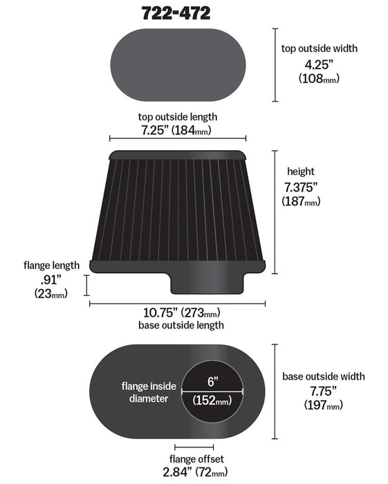 AIRAID 722-472 Universal Air Filter - Truck Part Superstore