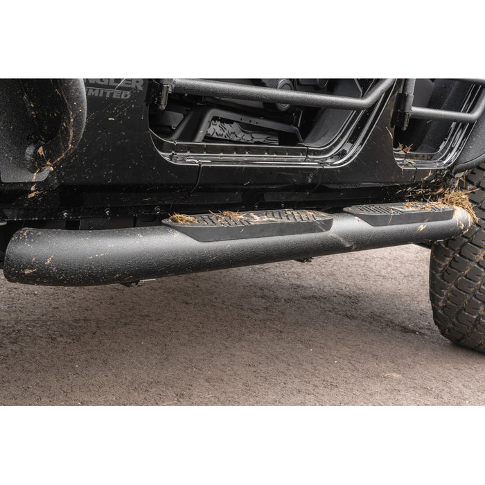 ARIES AL231007 Big Step 4in. Black Aluminum Round Side Bars; Select Jeep Wrangler JK - Truck Part Superstore