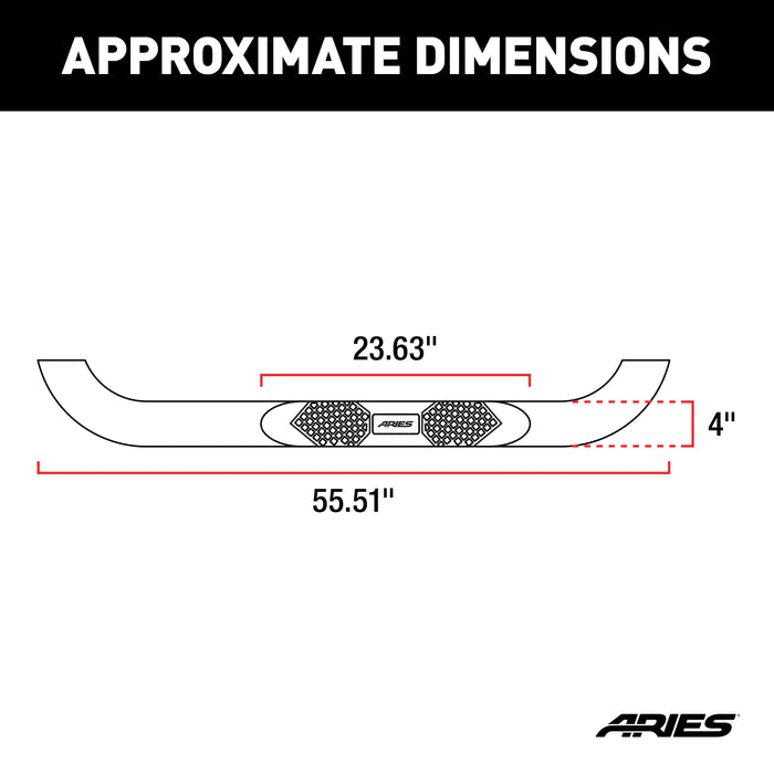 ARIES AL231008 Big Step 4in. Black Aluminum Round Side Bars; Select Jeep Wrangler JK - Truck Part Superstore