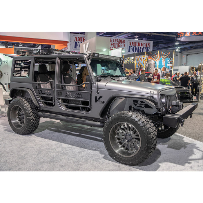 ARIES AL231009 Big Step 4in. Black Aluminum Round Side Bars; Select Jeep Wrangler JL - Truck Part Superstore