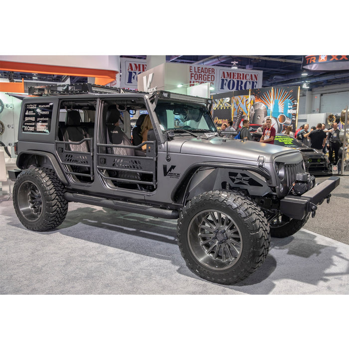 ARIES AL231009 Big Step 4in. Black Aluminum Round Side Bars; Select Jeep Wrangler JL - Truck Part Superstore