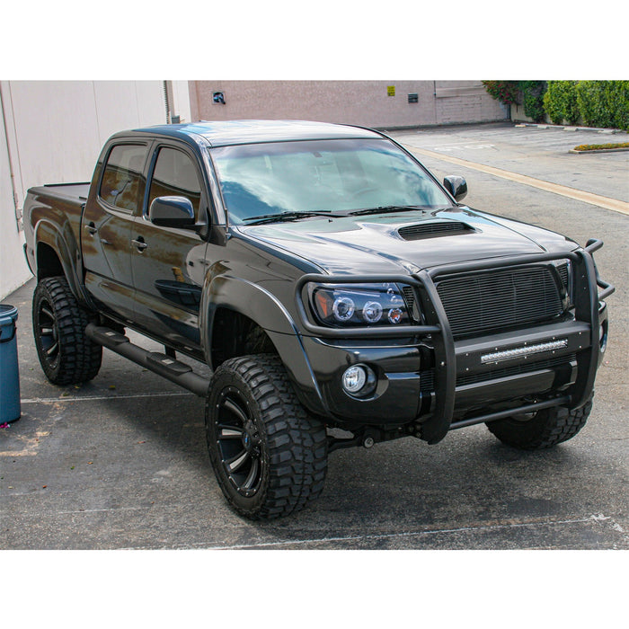 ARIES AL232009 Big Step 4in. Black Aluminum Round Side Bars; Select Toyota Tacoma - Truck Part Superstore