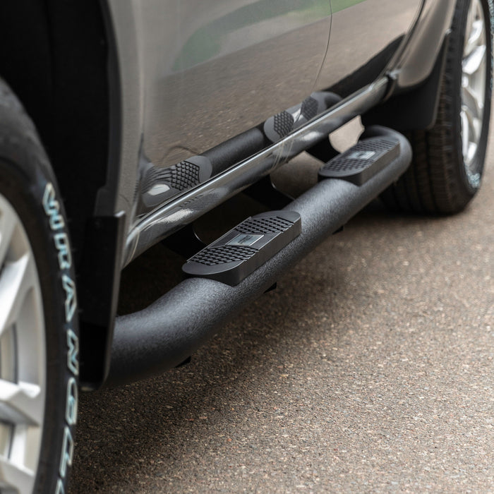 ARIES AL232013 Big Step 4in. Black Aluminum Round Side Bars; Select Toyota Tundra - Truck Part Superstore