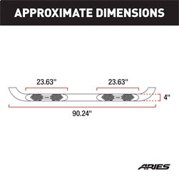 ARIES AL233043 Big Step 4in. Black Aluminum Round Side Bars; Select Ford F-150; F-250; F-350 - Truck Part Superstore