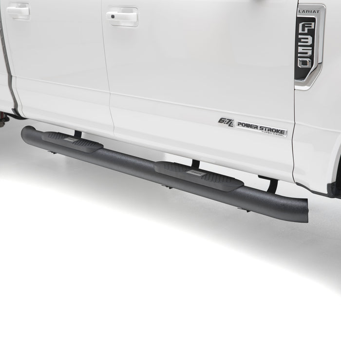 ARIES AL233043 Big Step 4in. Black Aluminum Round Side Bars; Select Ford F-150; F-250; F-350 - Truck Part Superstore