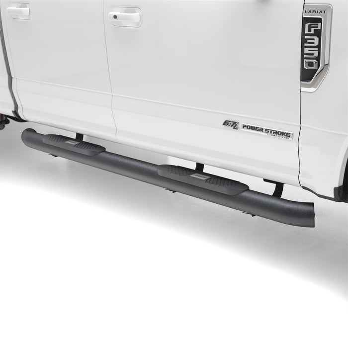 ARIES AL233043 Big Step 4in. Black Aluminum Round Side Bars; Select Ford F-150; F-250; F-350 - Truck Part Superstore