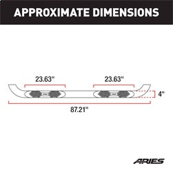 ARIES AL234045 Big Step 4in. Black Aluminum Round Side Bars; Select Silverado; Sierra - Truck Part Superstore