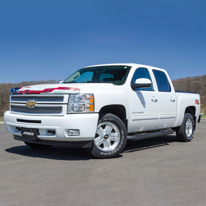 ARIES AL234045 Big Step 4in. Black Aluminum Round Side Bars; Select Silverado; Sierra - Truck Part Superstore