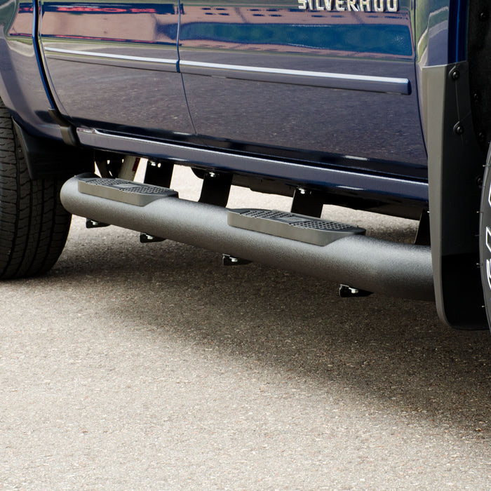 ARIES AL234045 Big Step 4in. Black Aluminum Round Side Bars; Select Silverado; Sierra - Truck Part Superstore