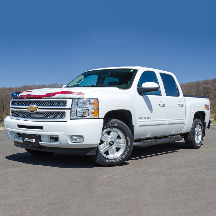 ARIES AL234046 Big Step 4in. Black Aluminum Round Side Bars; Select Silverado; Sierra - Truck Part Superstore