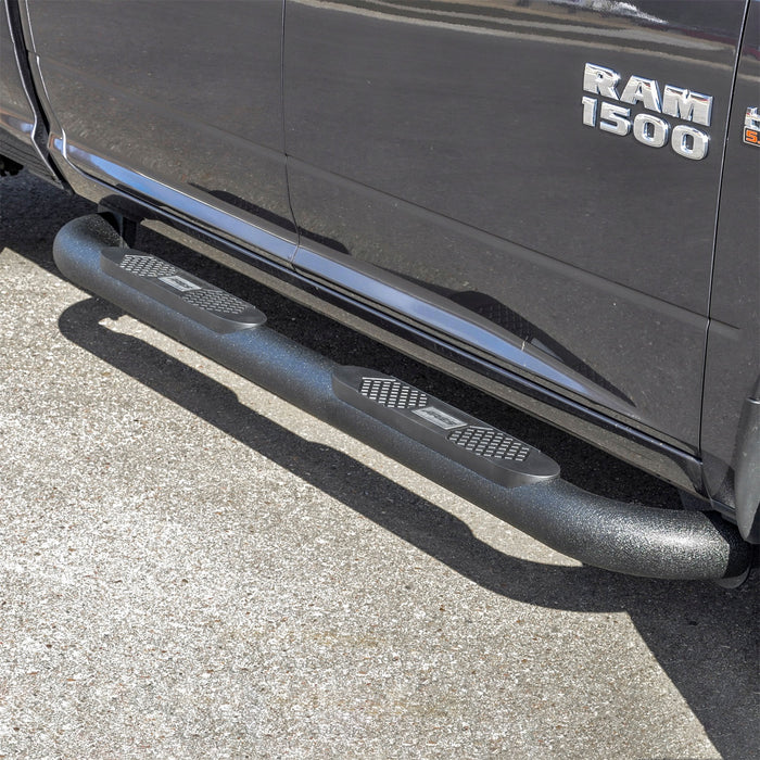 ARIES AL235040 Big Step 4in. Black Aluminum Round Side Bars; Select Dodge; Ram 1500 - Truck Part Superstore