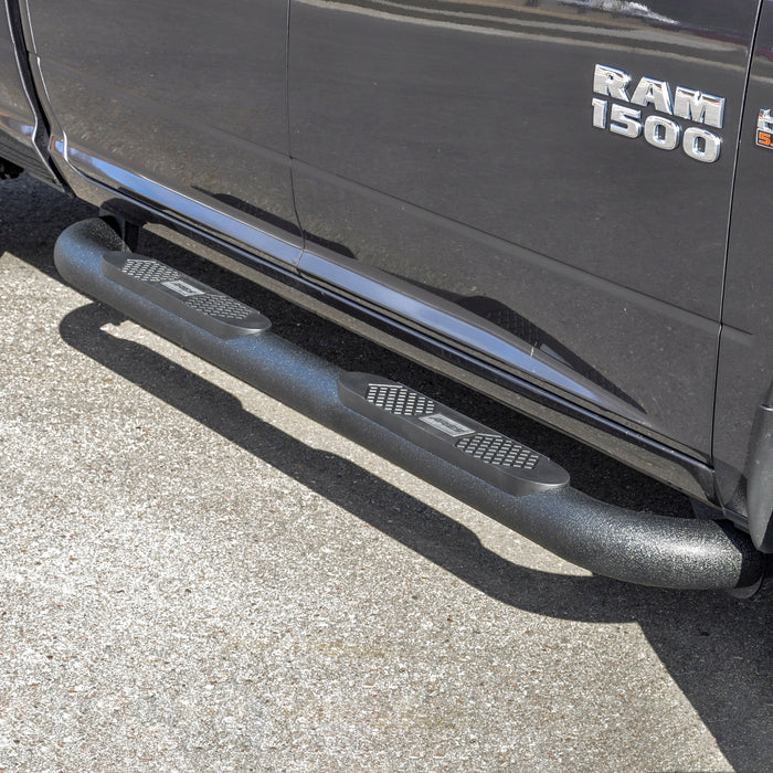 ARIES AL235040 Big Step 4in. Black Aluminum Round Side Bars; Select Dodge; Ram 1500 - Truck Part Superstore