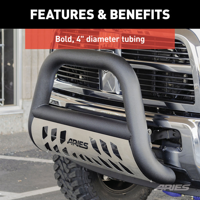 ARIES AL45-2004 Big Horn 4in. Black Aluminum Bull Bar; Select Toyota Sequoia; Tundra - Truck Part Superstore