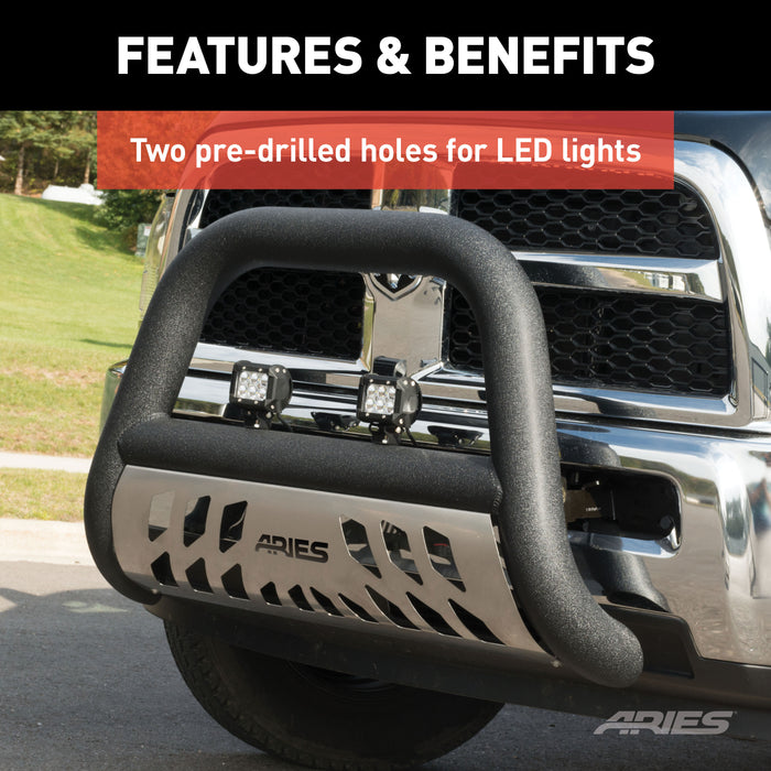 ARIES AL45-2004 Big Horn 4in. Black Aluminum Bull Bar; Select Toyota Sequoia; Tundra - Truck Part Superstore