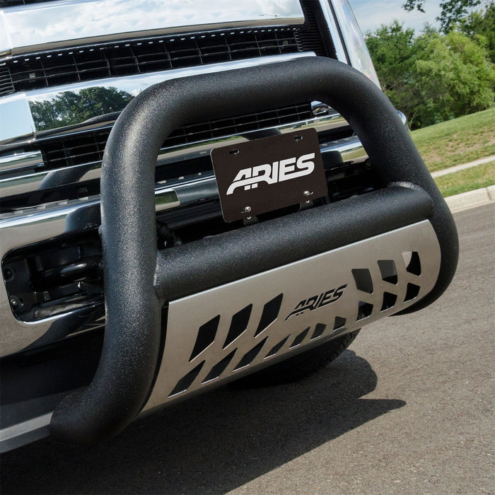 ARIES AL45-3012 Big Horn 4in. Black Aluminum Bull Bar; Select Ford F-250; F-350; F-450; F-550 - Truck Part Superstore