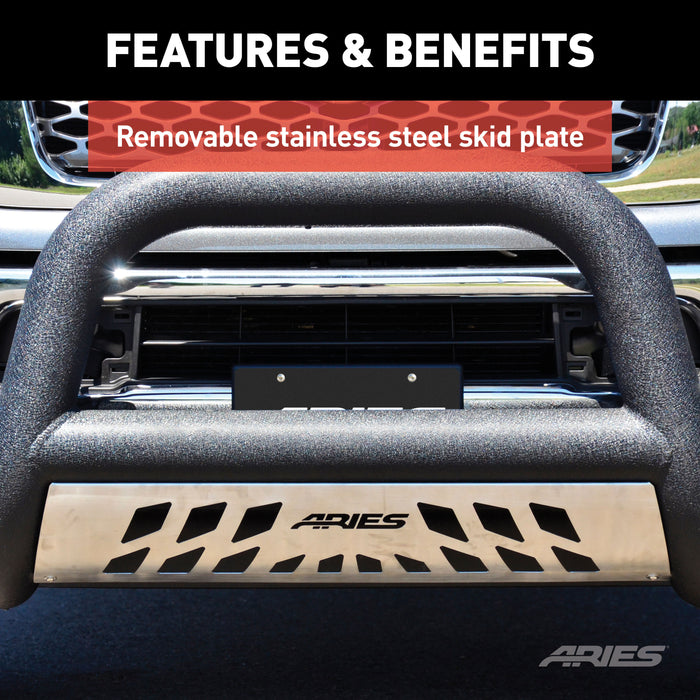 ARIES AL45-3012 Big Horn 4in. Black Aluminum Bull Bar; Select Ford F-250; F-350; F-450; F-550 - Truck Part Superstore